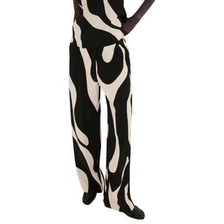 Pantalon chino noir à motifs pourvu d'une coupe droite et d'une taille haute - Image 4