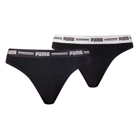 Lot de 2 strings noirs en coton mélangé unis logotypés