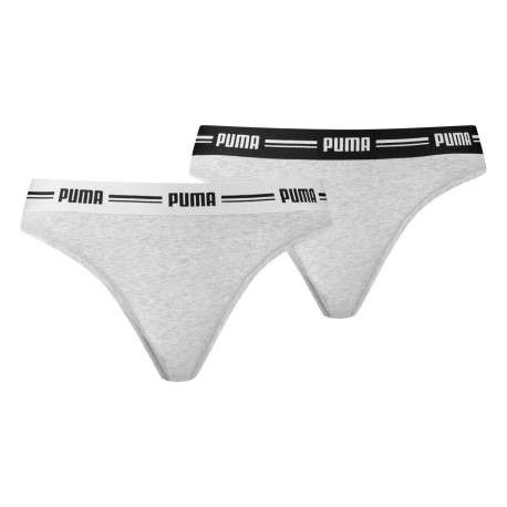 Lot de 2 strings gris en coton mélangé unis logotypés