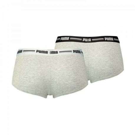 Lot de deux shorty gris unis à bande élastiquée brodée à la taille - Image 2