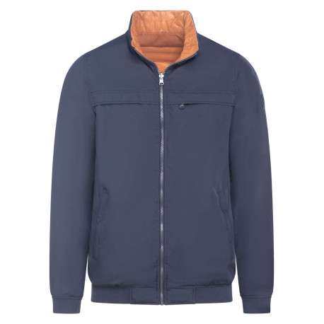 Blouson marine et orange réversible coupe droite col camionneur