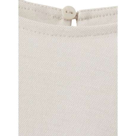 Robe longue beige unie pourvue de manches courtes et d'une coupe ajustée - Image 6