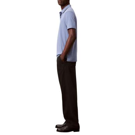 Polo en coton bleu uni avec une coupe droite et un col boutonné - Image 6
