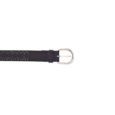 Ceinture noire cloutée avec une boucle métallique argentée arrondie - Image 3