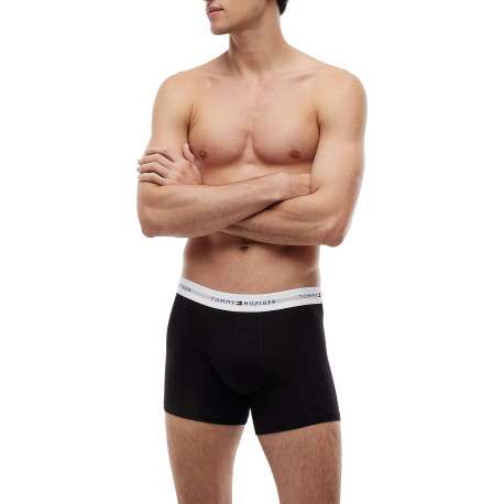 Lot de 3 boxers longs en coton noirs unis pourvus d'une taille élastiquée - Image 2