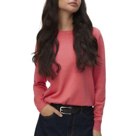 Pull rose à coupe ajustée pourvu d'un col rond et de manches longues - Image 2