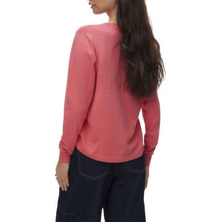 Pull rose à coupe ajustée pourvu d'un col rond et de manches longues - Image 3