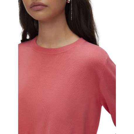Pull rose à coupe ajustée pourvu d'un col rond et de manches longues - Image 4