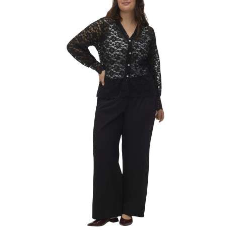 Pantalon Chino noir uni avec une coupe bootcut et une taille élastiquée - Image 6
