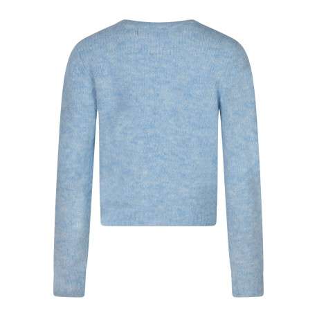 Pull bleu uni avec une coupe droite et des manches longues - Image 2
