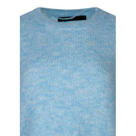 Pull bleu uni avec une coupe droite et des manches longues - Image 3