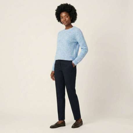 Pull bleu uni avec une coupe droite et des manches longues - Image 5