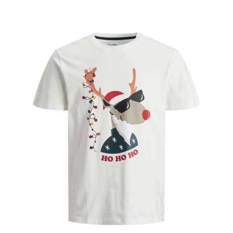 T-shirt blanc en coton uni coupe droite col rond