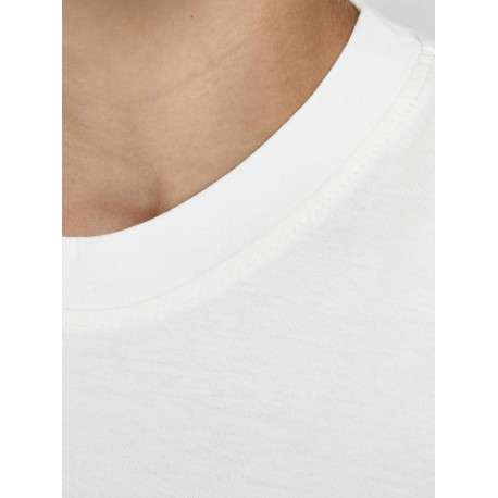 T-shirt blanc en coton uni coupe droite col rond - Image 4