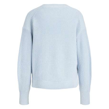 Pull en coton biologique bleu clair pourvu d'un col rond et de manches longues - Image 2