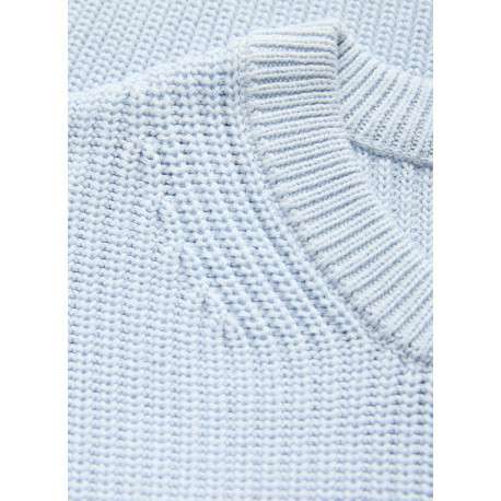 Pull en coton biologique bleu clair pourvu d'un col rond et de manches longues - Image 4