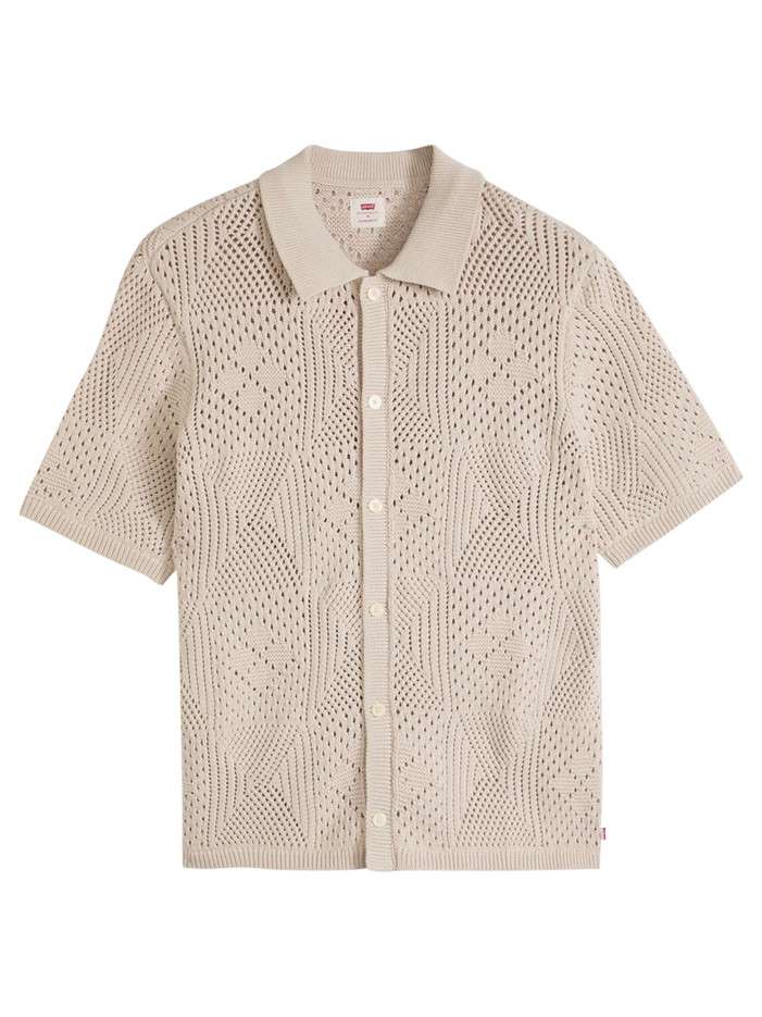 Polo en coton beige à coupe...