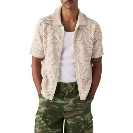 Polo en coton beige à coupe droite pourvu d'un col à revers côtelé - Image 3