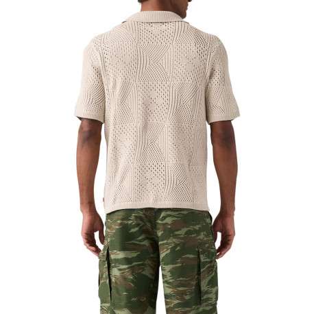 Polo en coton beige à coupe droite pourvu d'un col à revers côtelé - Image 4