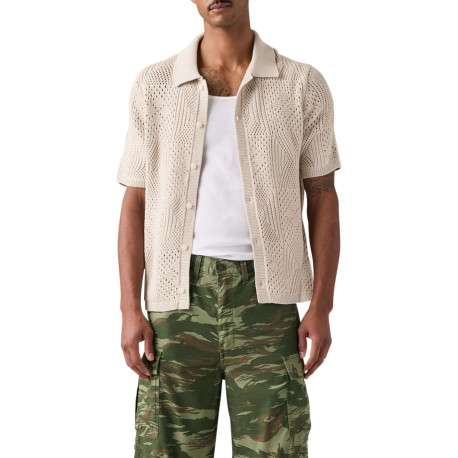 Polo en coton beige à coupe droite pourvu d'un col à revers côtelé - Image 6