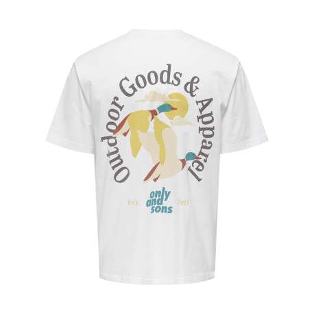 T-shirt en coton biologique blanc à imprimé avec une coupe droite et un col rond - Image 2