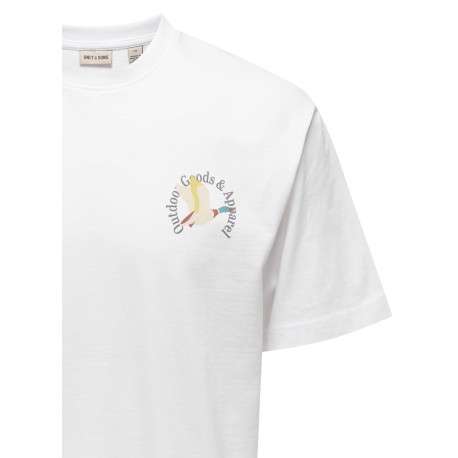 T-shirt en coton biologique blanc à imprimé avec une coupe droite et un col rond - Image 3