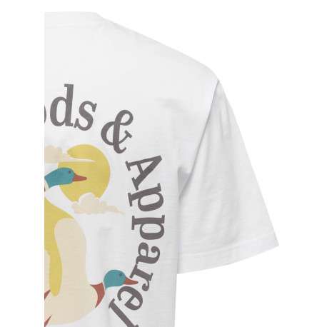 T-shirt en coton biologique blanc à imprimé avec une coupe droite et un col rond - Image 4
