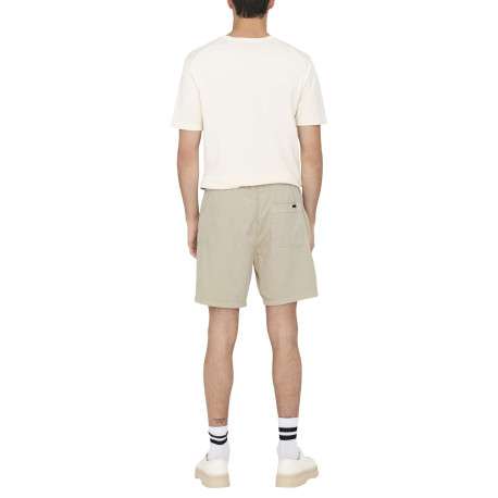 Short Jogging écru uni en coton avec une coupe droite et revêtement en velours - Image 2