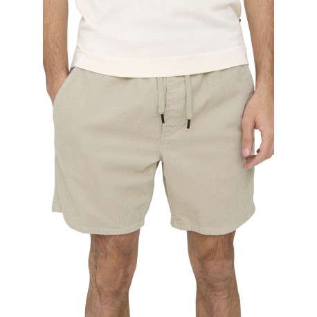 Short Jogging écru uni en coton avec une coupe droite et revêtement en velours - Image 3