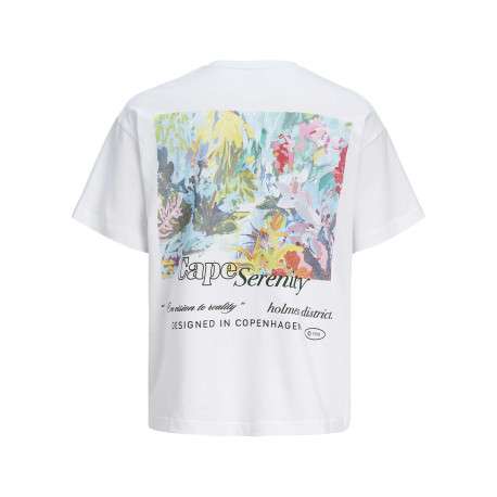 T-shirt en coton blanc imprimé avec une coupe droite et un col rond - Image 2