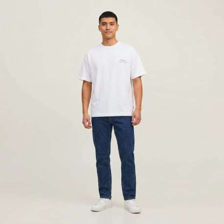 T-shirt en coton blanc imprimé avec une coupe droite et un col rond - Image 3