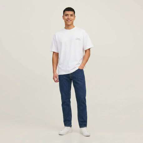 T-shirt en coton blanc imprimé avec une coupe droite et un col rond - Image 5