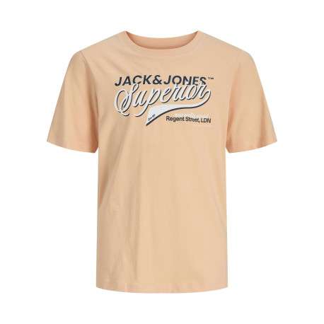 T-shirt en coton biologique pêche orné d'un imprimé de la marque