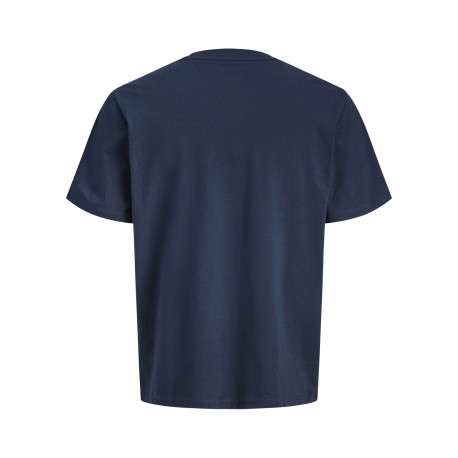 T-shirt en coton marine pourvu d'une coupe droite et d'un col rond - Image 2