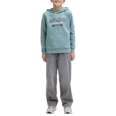 Sweat en coton mélangé bleu à coupe droite orné d'un imprimé de la marque - Image 7