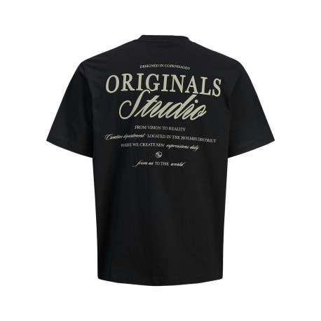 T-shirt en coton noir imprimé à coupe droite pourvu d'un col rond - Image 2