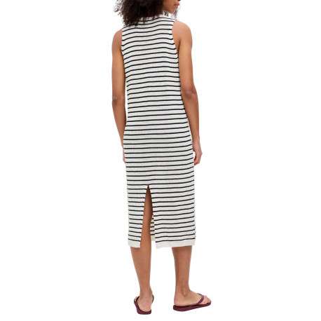 Robe longue en coton blanche à rayures pourvue d'une coupe ajustée - Image 4