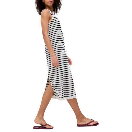 Robe longue en coton blanche à rayures pourvue d'une coupe ajustée - Image 6