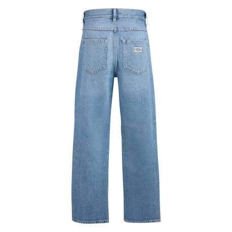 Jean en coton bleu coupe wide leg pourvu de multiples poches - Image 2