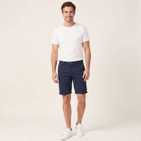 Short Chino David en coton marine uni coupe chino avec poches latérales - Image 2