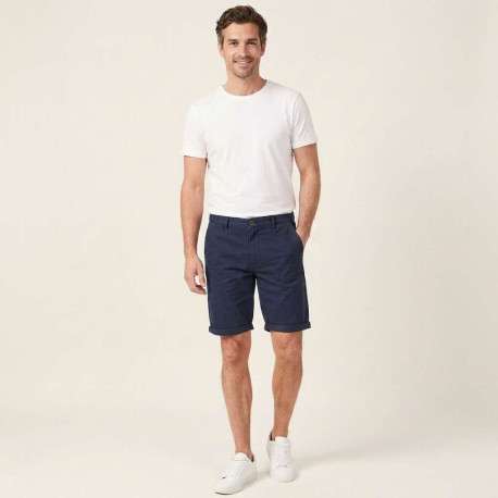 Short Chino David en coton marine uni coupe chino avec poches latérales - Image 4