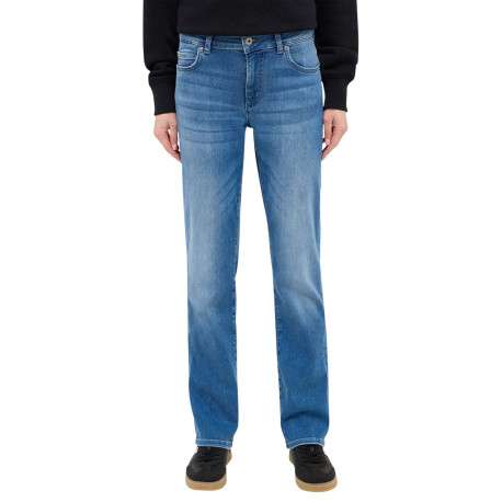 Jean en coton mélangé indigo avec une coupe droite à zip et à bouton - Image 3