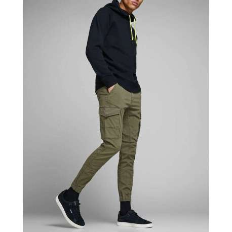 Pantalon cargo kaki uni avec une coupe ample resserré aux chevilles - Image 10
