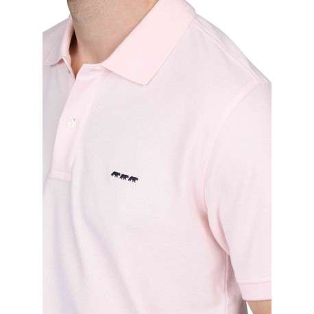 Polo en coton biologique rose uni avec une coupe droite et un col à revers - Image 9