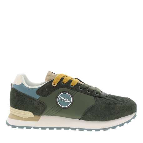 Baskets running kaki en cuir avec un talon plat et des lacets - Image 2