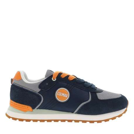 Baskets running en cuir bleu marine à talon plat avec deux paires de lacets - Image 2
