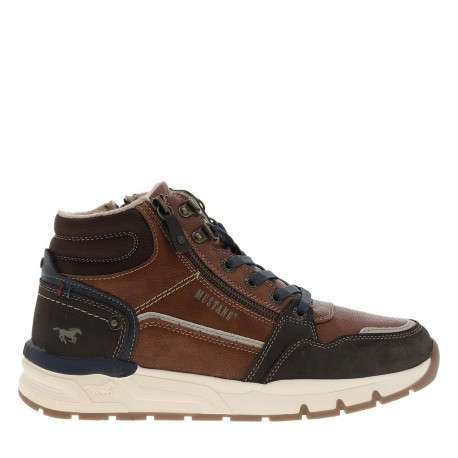 Baskets cognac à talon plat avec des lacets et un zip latéral - Image 2