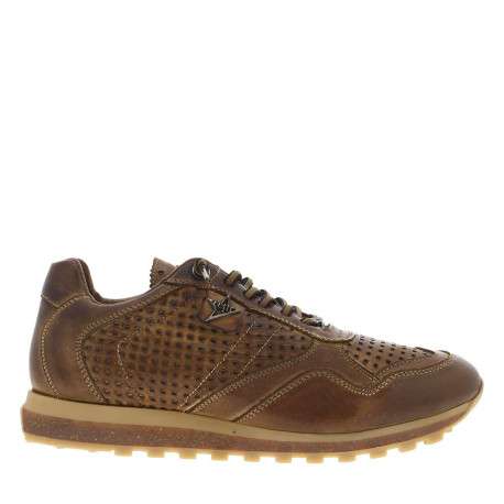 Baskets running en cuir brunes avec semelle à talon plat et lacets élastiqués - Image 2