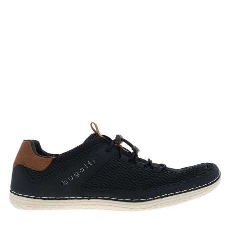 Sneakers bleu marine en mesh sur le pourtour avec des lacets élastiqués - Image 2