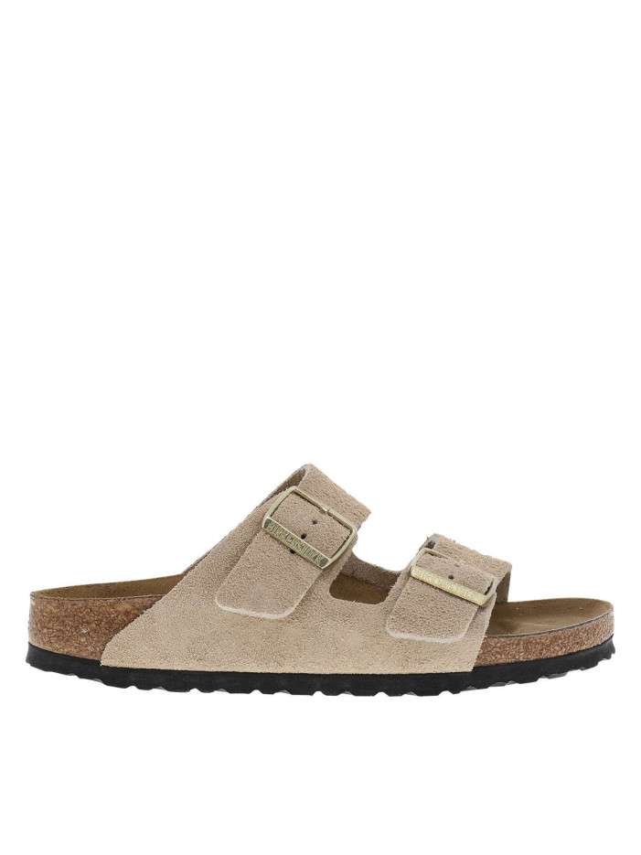 Mules en cuir beiges à...